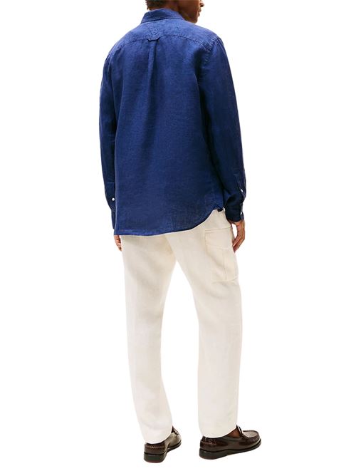 Camicia uomo blu in lino Tommy Hilfiger | MW0MW34602DCC